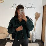 VESTE SUEDINE VERT SAPIN ZANA - La Petite Somptueuse