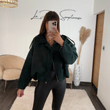 VESTE SUEDINE VERT SAPIN ZANA - La Petite Somptueuse