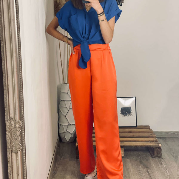 L'INCOMPARABLE pantalon ample en lin orange