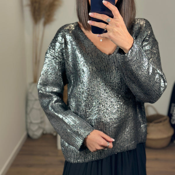 PULL ARGENT XELY - La Petite Somptueuse