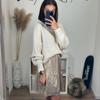 PULL COL ROULE BEIGE SACHA - La Petite Somptueuse