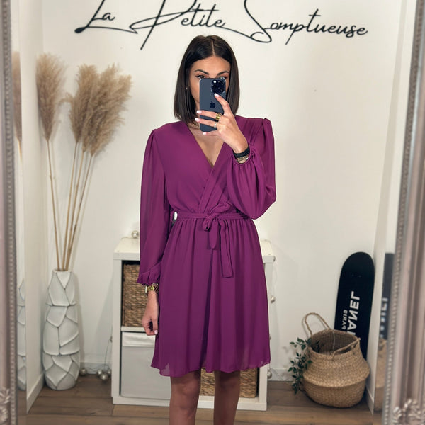 ROBE COURTE MAUVE ELISE - La Petite Somptueuse