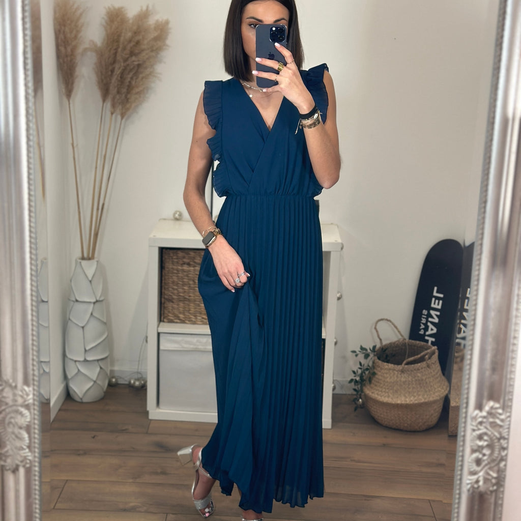 Robe Longue Bleue Femme Taille 42/44 - Maxi Coton Printemps/été - Très Bon état Occasion