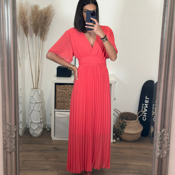 ROBE LONGUE CORAIL KARENE - La Petite Somptueuse