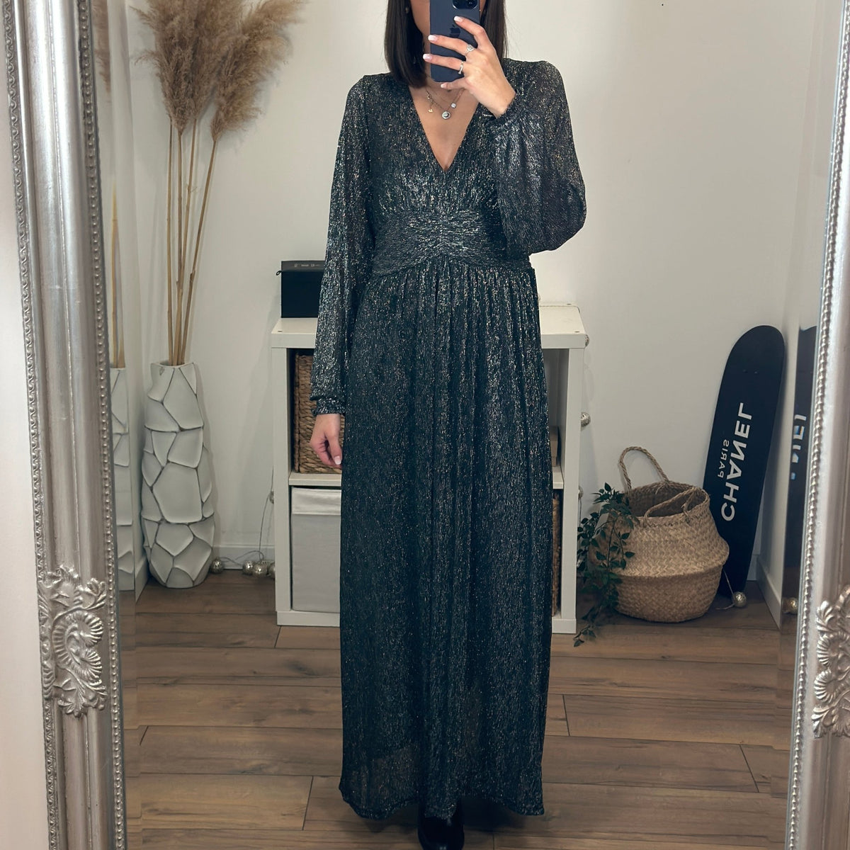 Robe Longue Noire Et Argentée Marithé Et François Girbaud - Taille 38 - Occasion Très Bon état