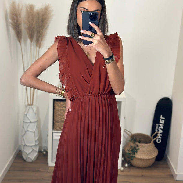 ROBE LONGUE TERRACOTTA GABRIELLE - La Petite Somptueuse