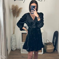 ROBE NOIRE VELOURS JANELLE - La Petite Somptueuse