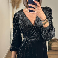 ROBE NOIRE VELOURS JANELLE - La Petite Somptueuse