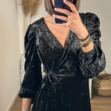 ROBE NOIRE VELOURS JANELLE - La Petite Somptueuse