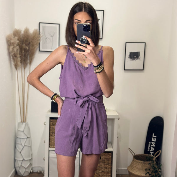 SHORT LILAS EN LIN - La Petite Somptueuse