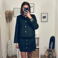 VESTE NOIRE TWEED ALINA - La Petite Somptueuse